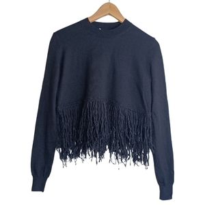 Alexander McQueen Cropped Fringed Wool Sweater